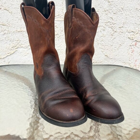 Ariat Western Cowboy Heritage Roper Boots Distressed Brown - Picture 1 of 15